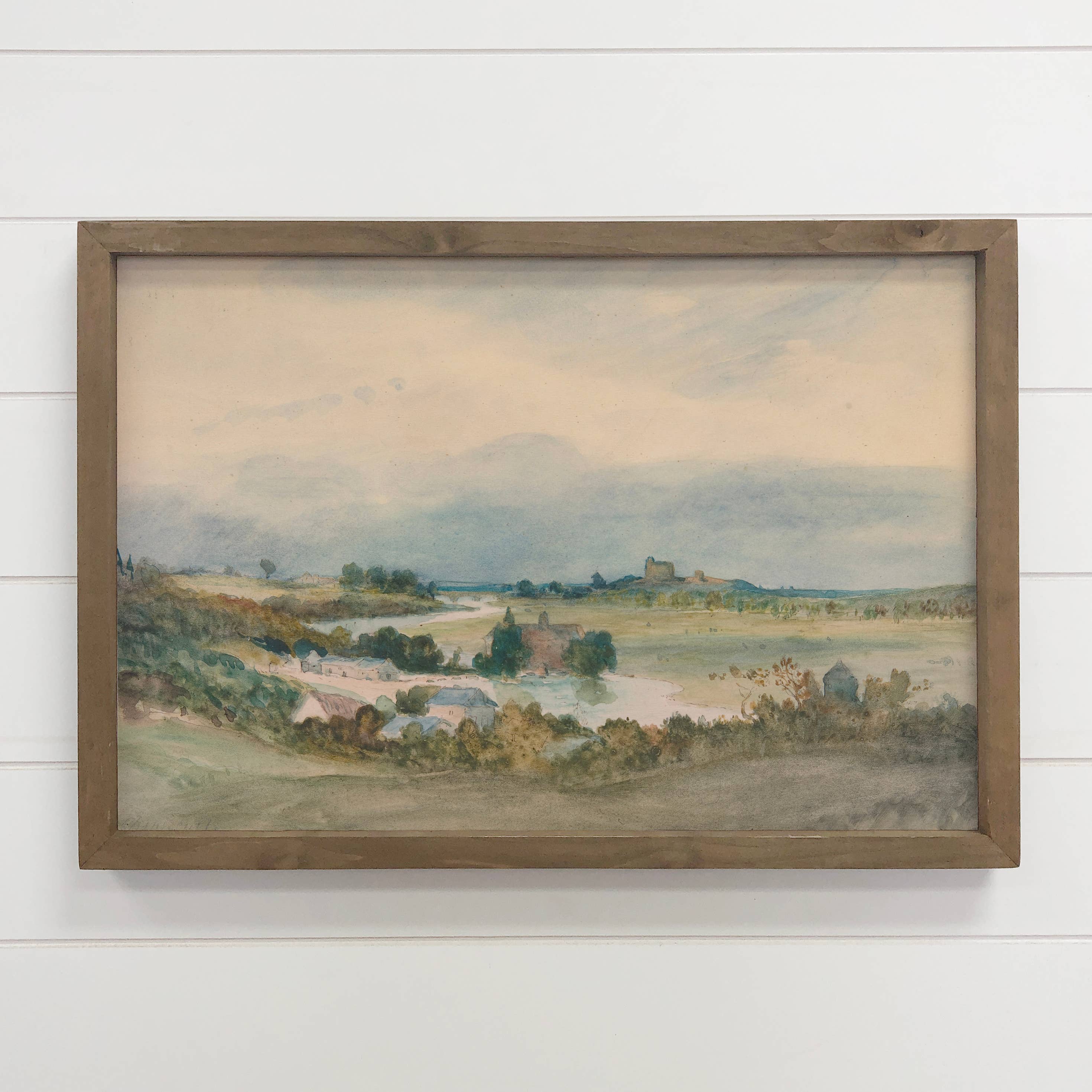 European Cottages Landscape - Landscape Canvas Art - Framed