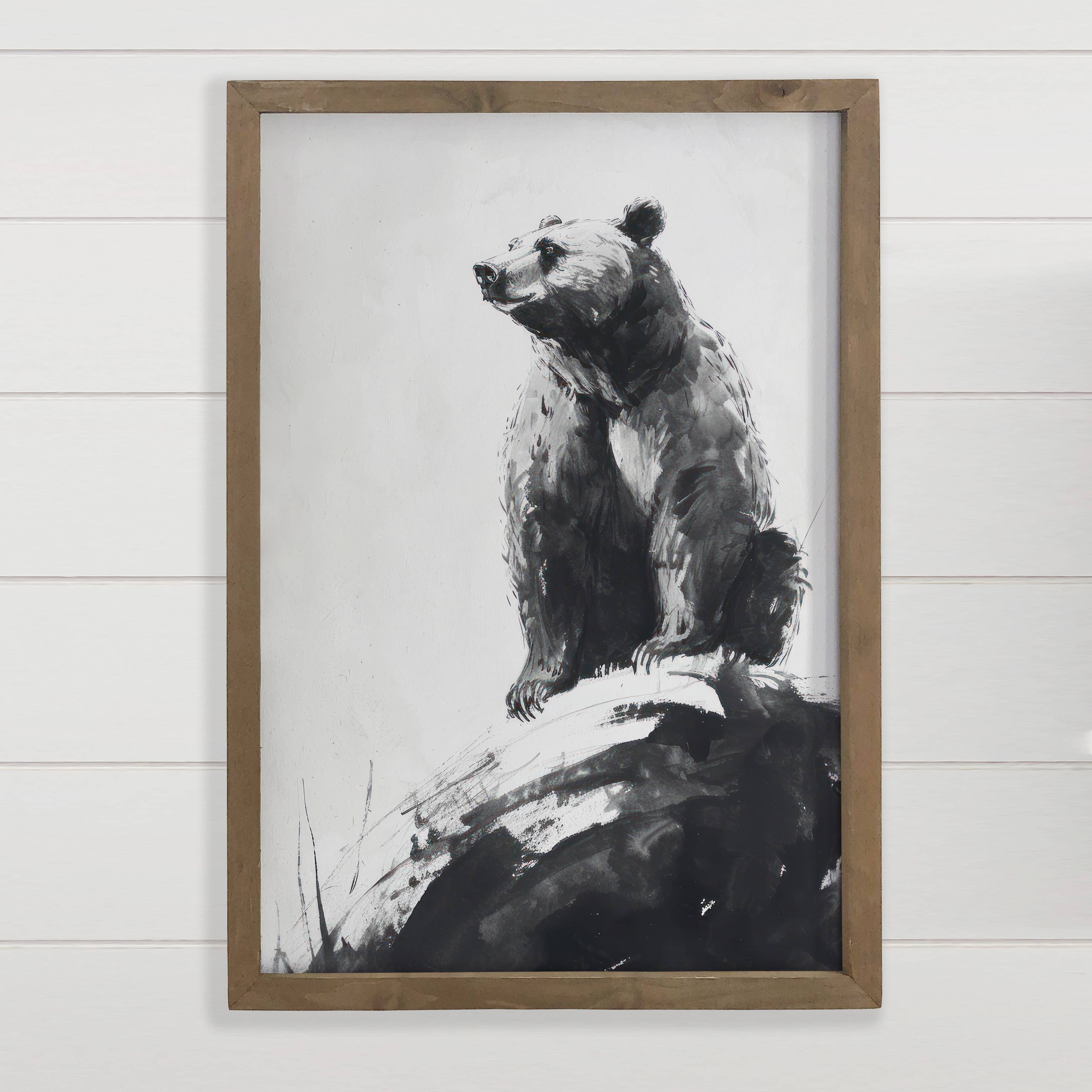 Bear Guardian - Bear Canvas Art - Wood Framed Nature Artwork