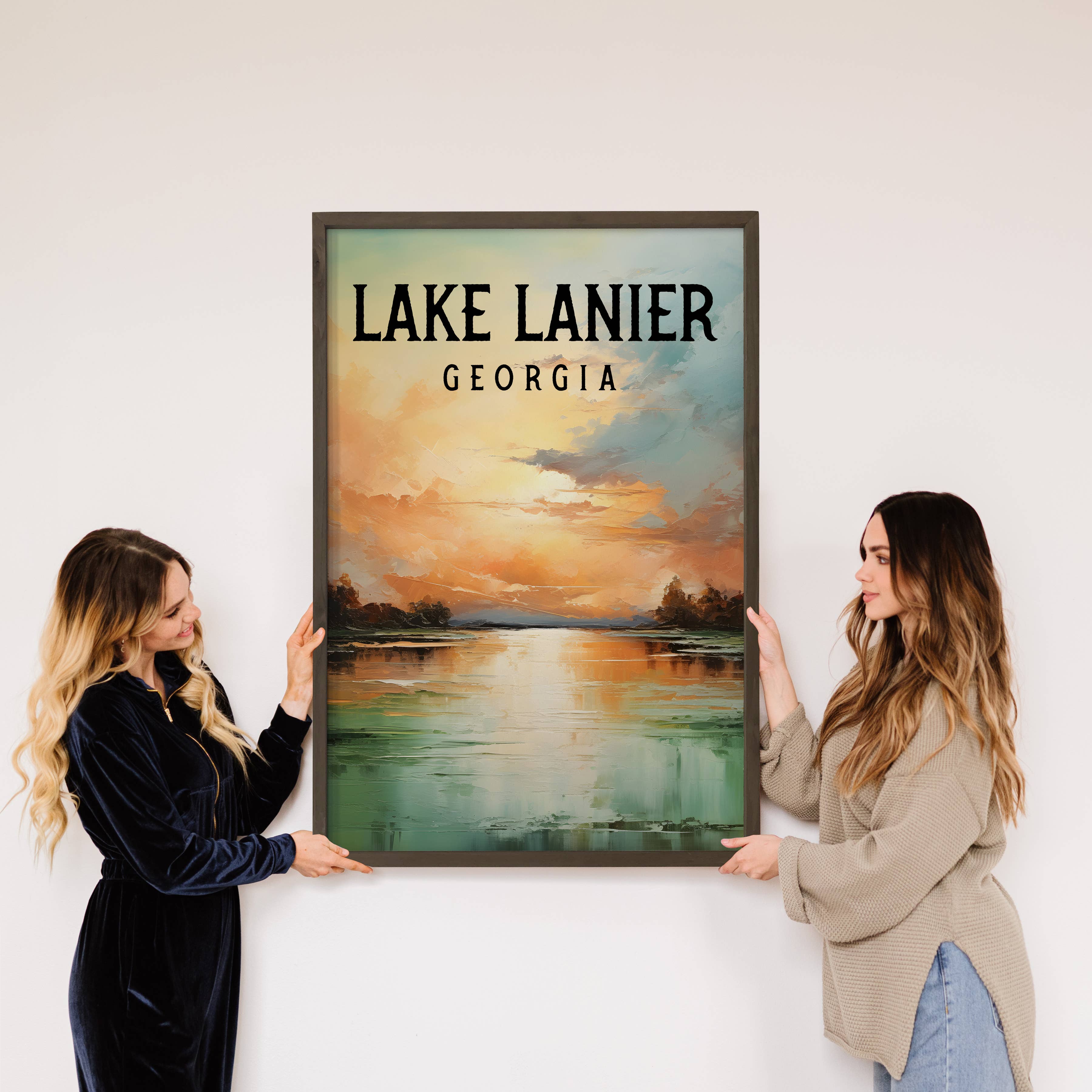 Custom with Any Lake Name - Sunset Lake Lanier - Wood Art