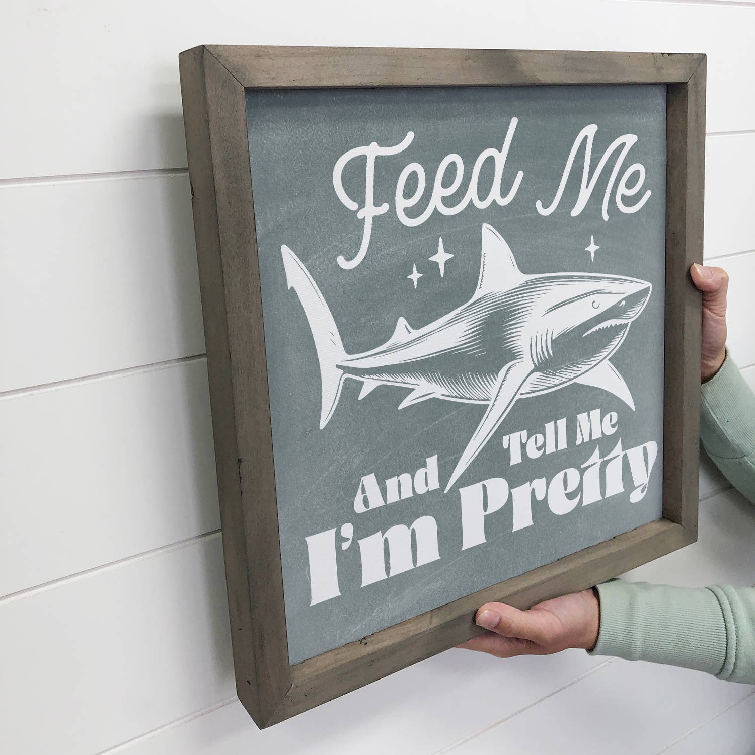 Feed Me and Tell Me I'm Pretty Shark - Funny Animal Canvas