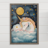 Sleeping Magical Unicorn Wall Art - Nursery Canvas Art