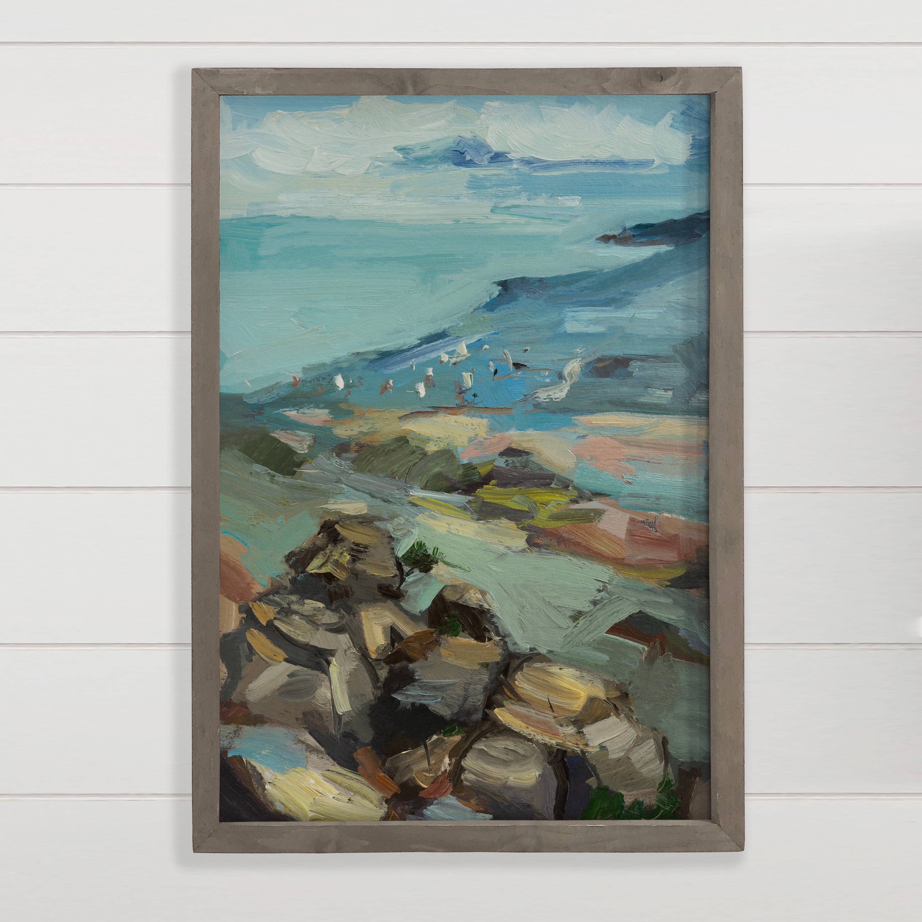 Birds on Rocky Shore - Framed Nature Wall Art - Lake House