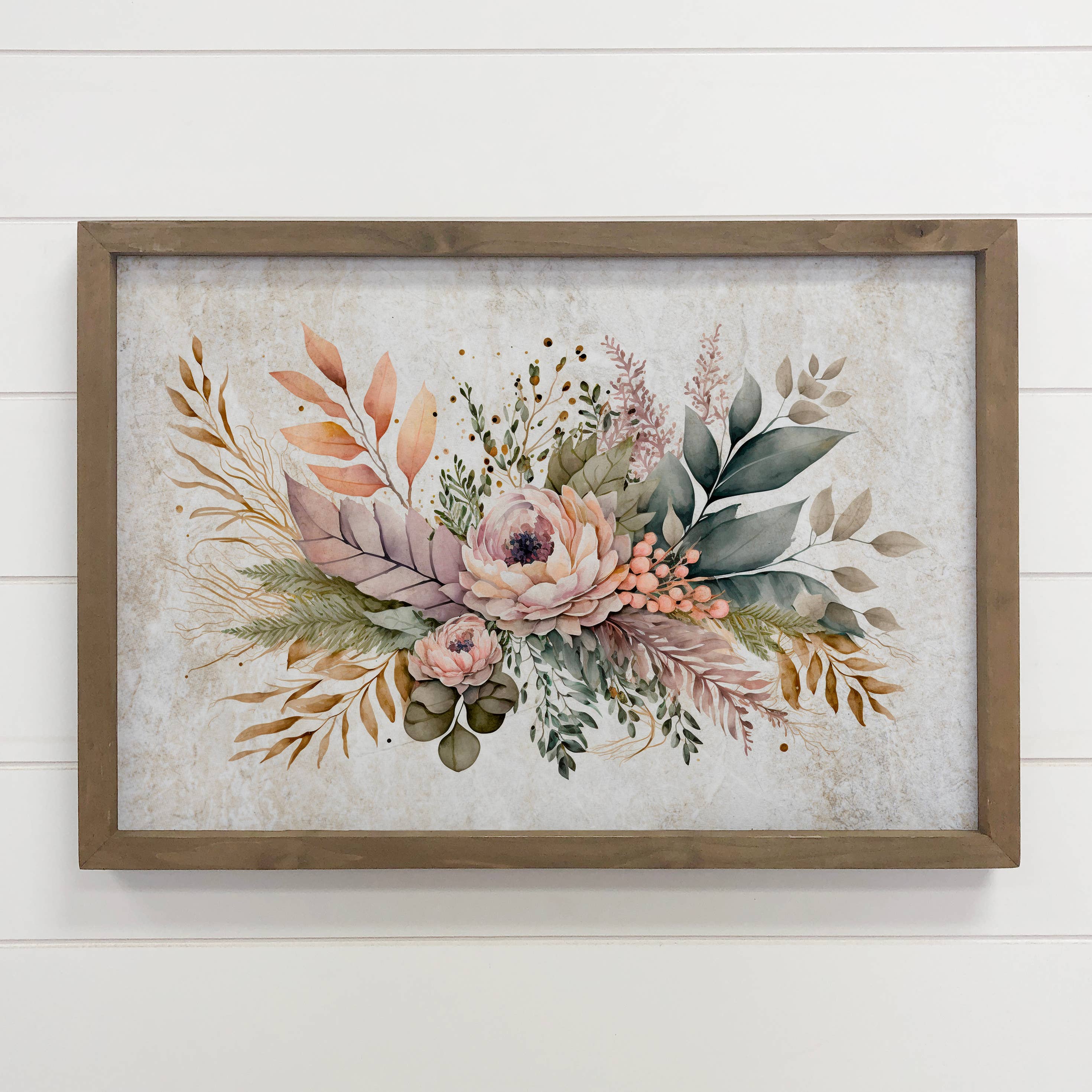 Bohemian Bouquet - Flower Canvas Art - Wood Framed Wall Art