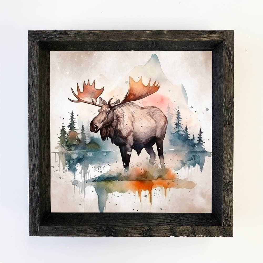 Moose Watercolor - Framed Animal Wall Art - Nature Decor