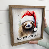 Slow Ho Ho Christmas Sloth - Cute Holiday Animal Canvas Art