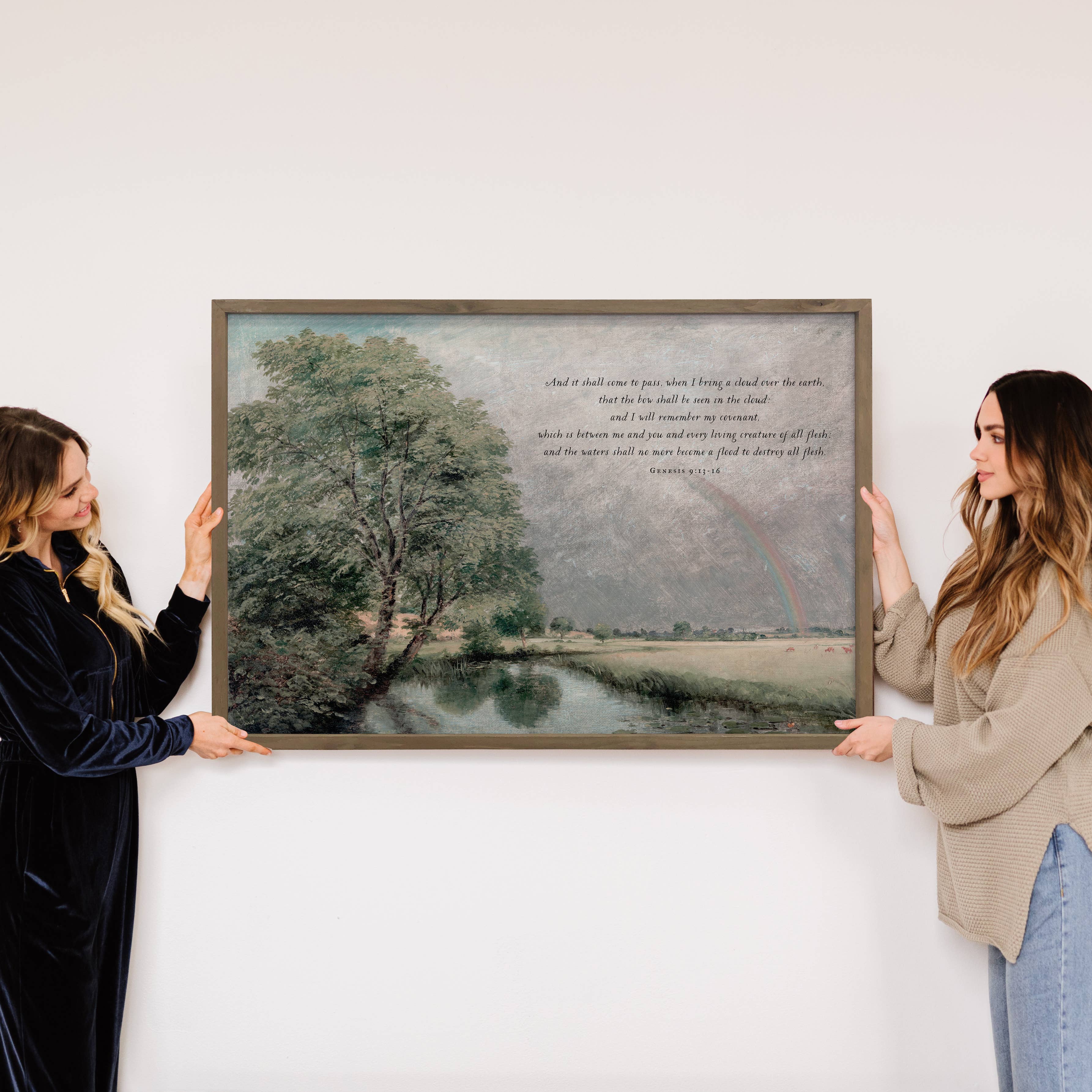 Rainbow Scripture - Nature Scripture Canvas Art - Wood Frame