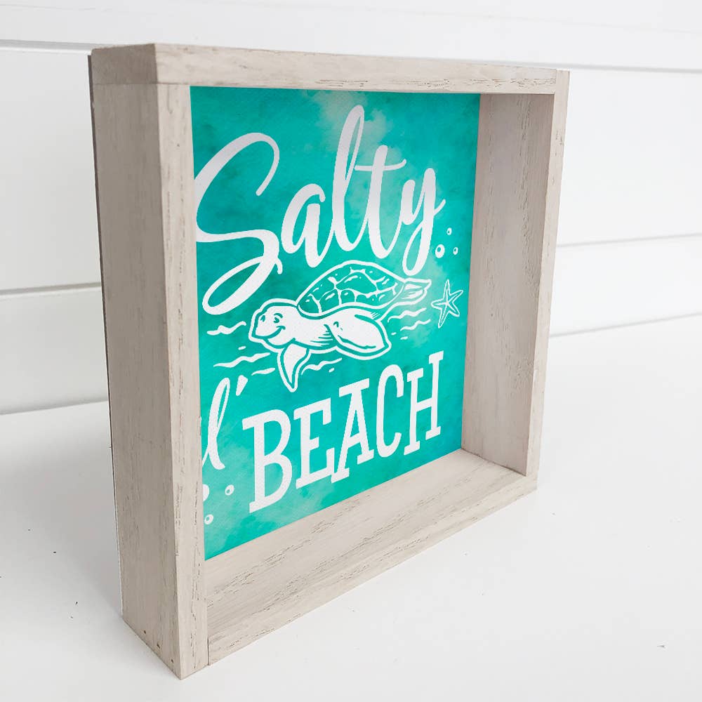 Salty Lil Beach - Beach Canvas Word Art - Wood Framed Decor