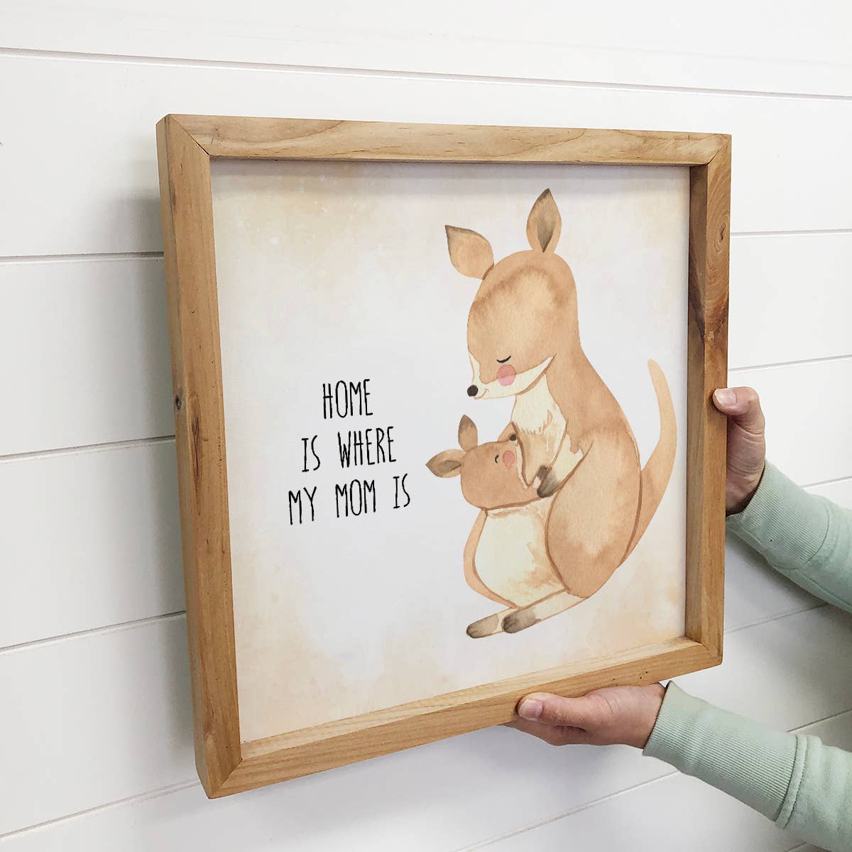 Kangaroo Mom & Baby - Home is Where My Mom Is Cute Sign Gift