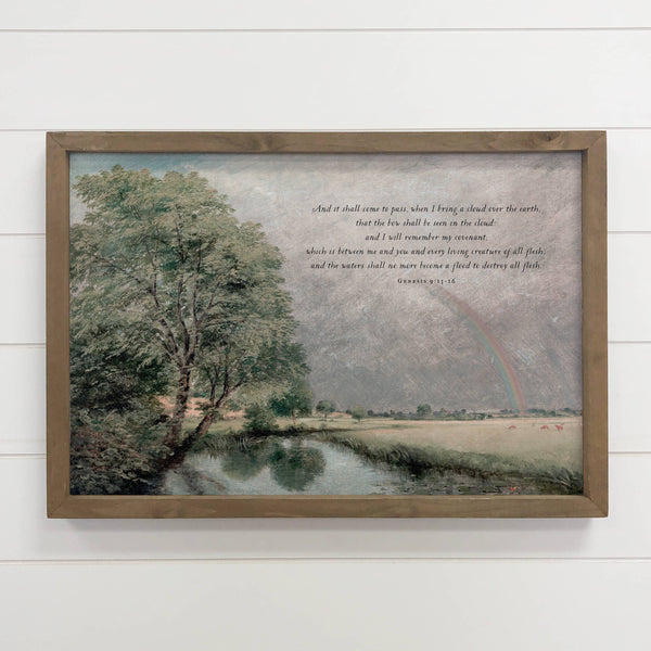 Rainbow Scripture - Nature Scripture Canvas Art - Wood Frame