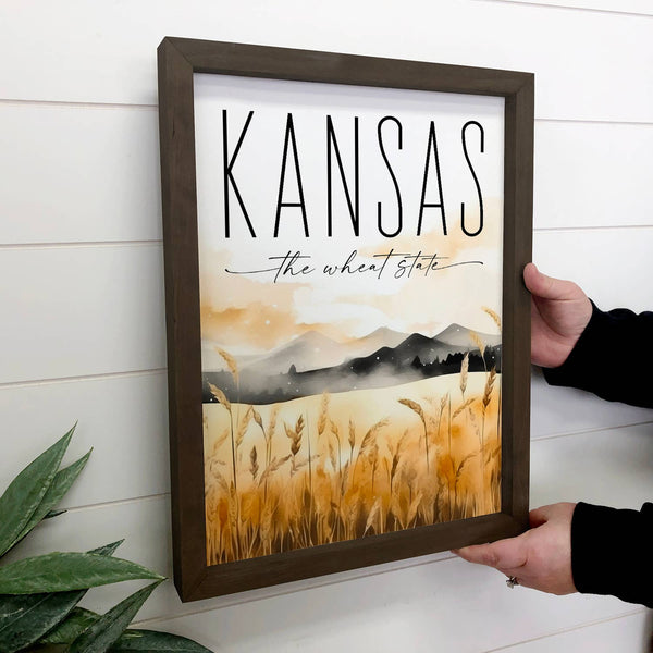 Custom Location Wheat Field Kansas - Framed Nature Wall Art