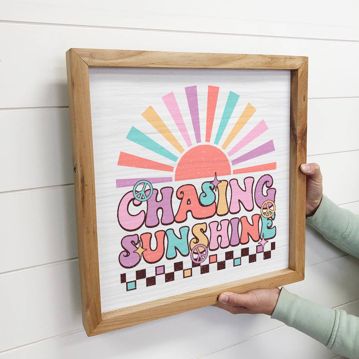 Retro Chasing Sunshine - Summer Canvas Art - Wood Framed Art