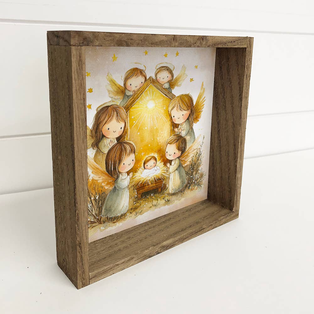 Cute Nativity Angels Sing Baby Jesus - Cute Nativity Canvas