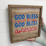 4th of July God Bless America - Patriotic Word Art Framed