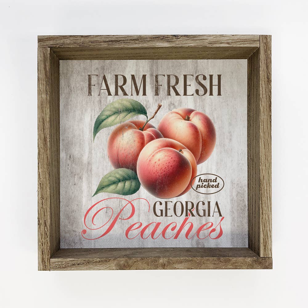 Farm Fresh Georgia Peaches - Farm Fruit Canvas Art - Framed