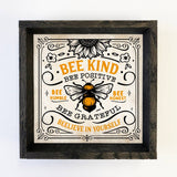 Bee Kind Bee Positive - Inspiring Word Art Sign - Bee Sign