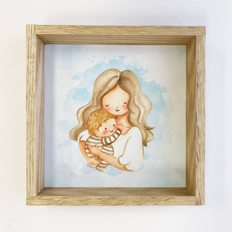 Mother's Day Wall Art Wood Sign - Mom and Baby Boy