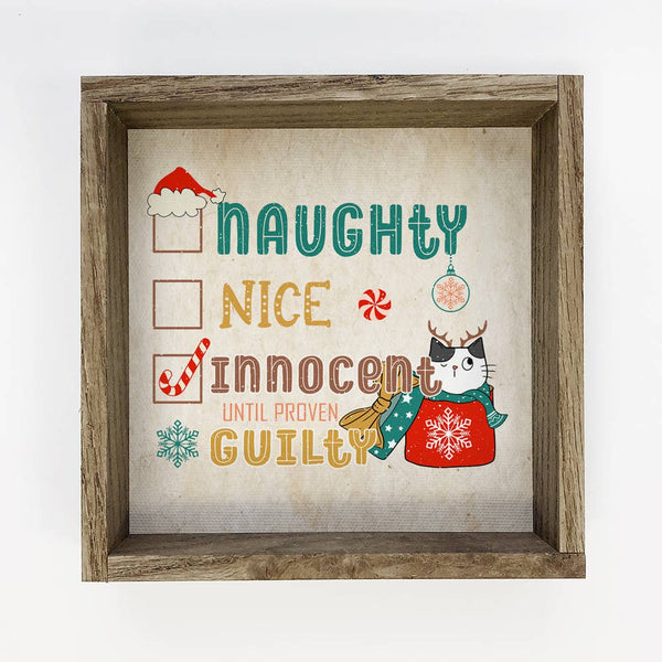 Naughty Nice Innocent - Framed Holiday Sign - Funny Wall Art