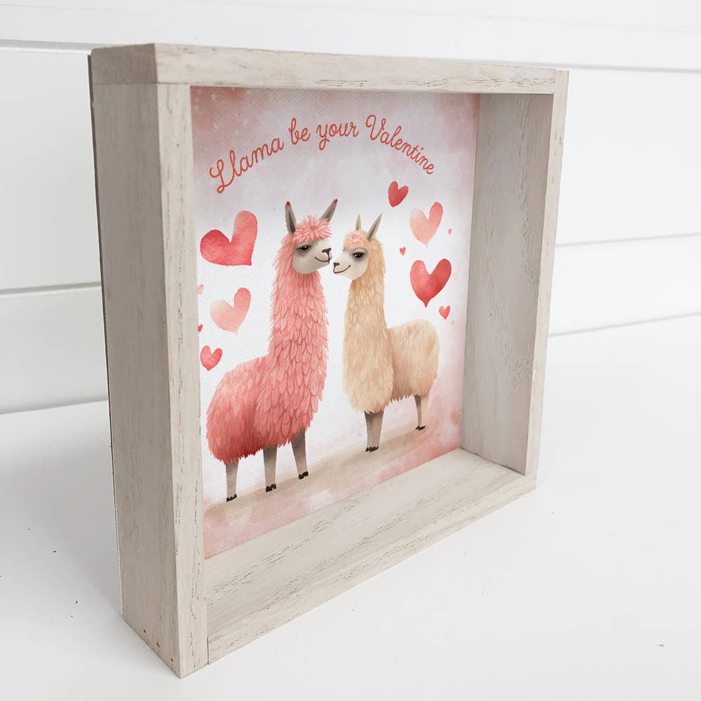 Llama Be Your Valentine - Valentines Day Canvas Art - Framed