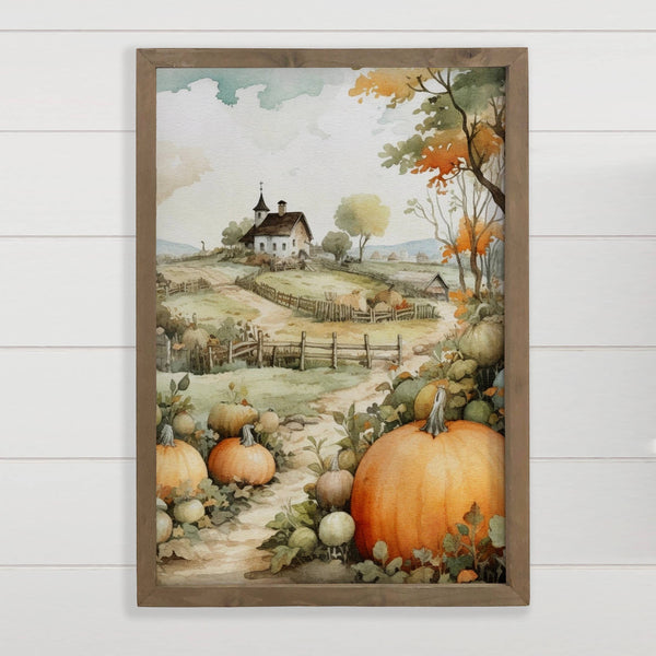Fall Pumpkin Cottage - Framed Nature Art - Fall Wall Canvas