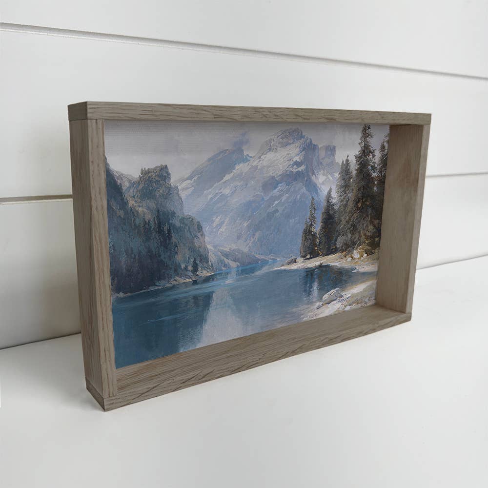 Gray Italian Mountain Lake - Mountain Landscape Canvas Art