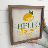 Hello Summer Lemon Mantel Sign with Natural Frame