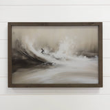 Abstract Surfer Gray Waves - Surfer Canvas Art - Wood Framed