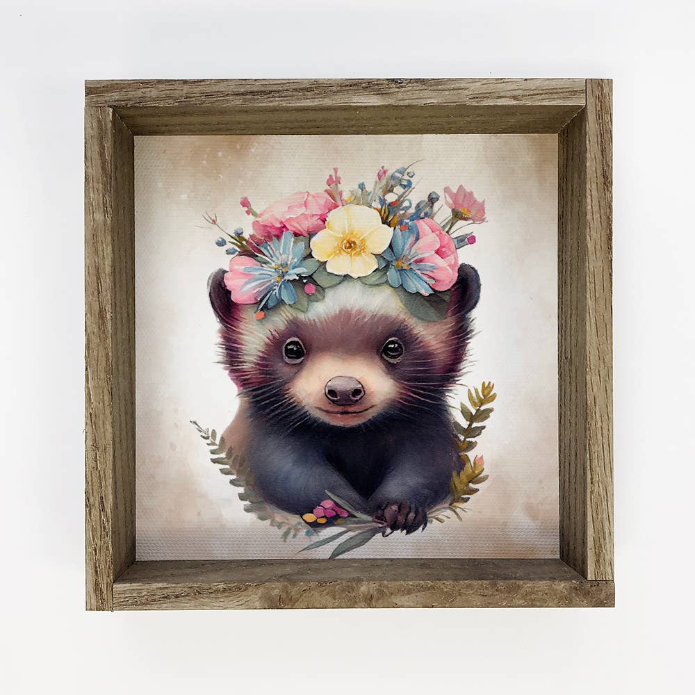 Cute Flower Wolverine - Baby Wolverine - Cute Baby Animal