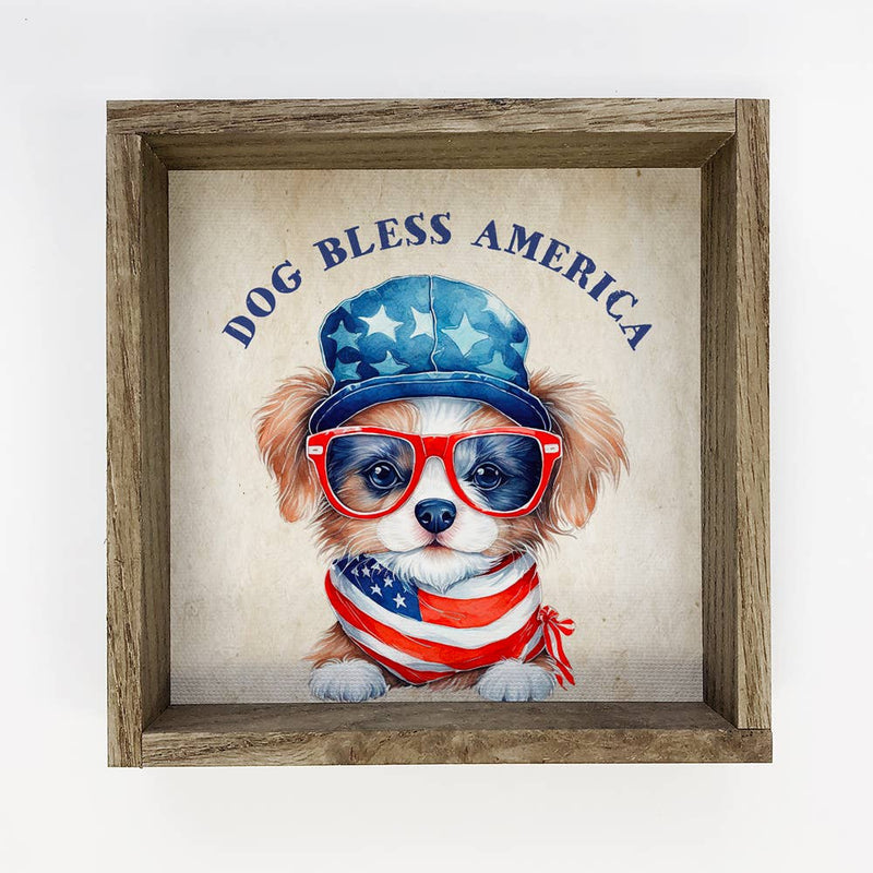 Dog Bless America - Cute American Puppy - 4th of July Art