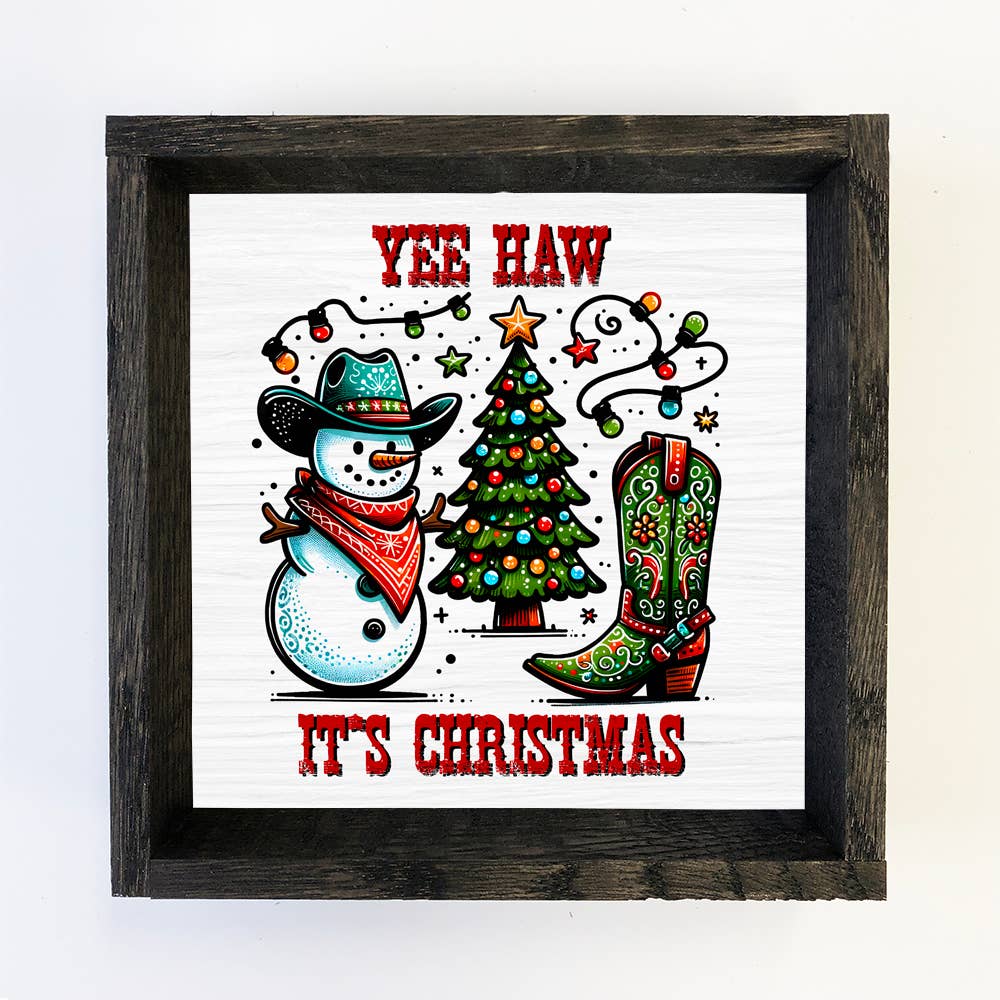 Yee Haw It's Christmas Western - Christmas Canvas Wall Art