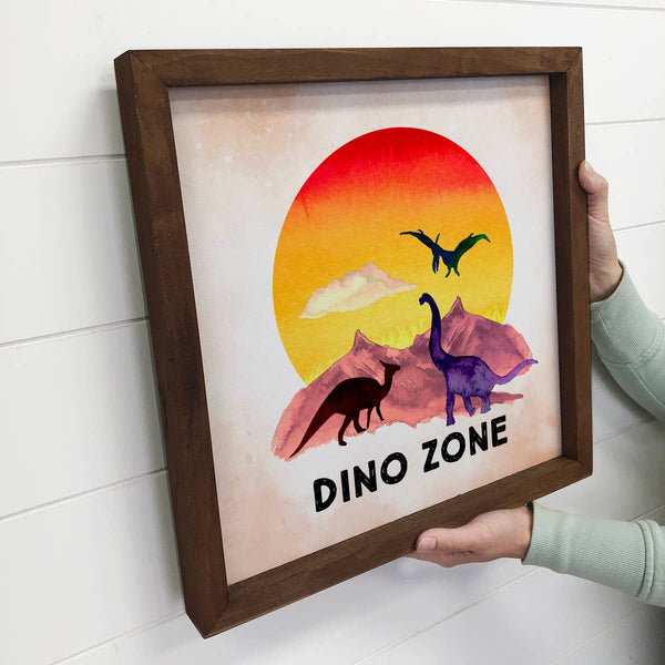 DINO ZONE Sunset Shelf Sitting Canvas Sign Kids Home Decor