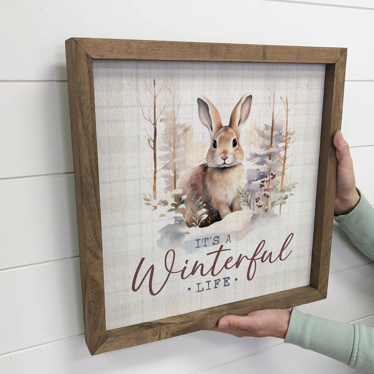 Winterful Life Bunny - Cute Framed Winter Canvas Art