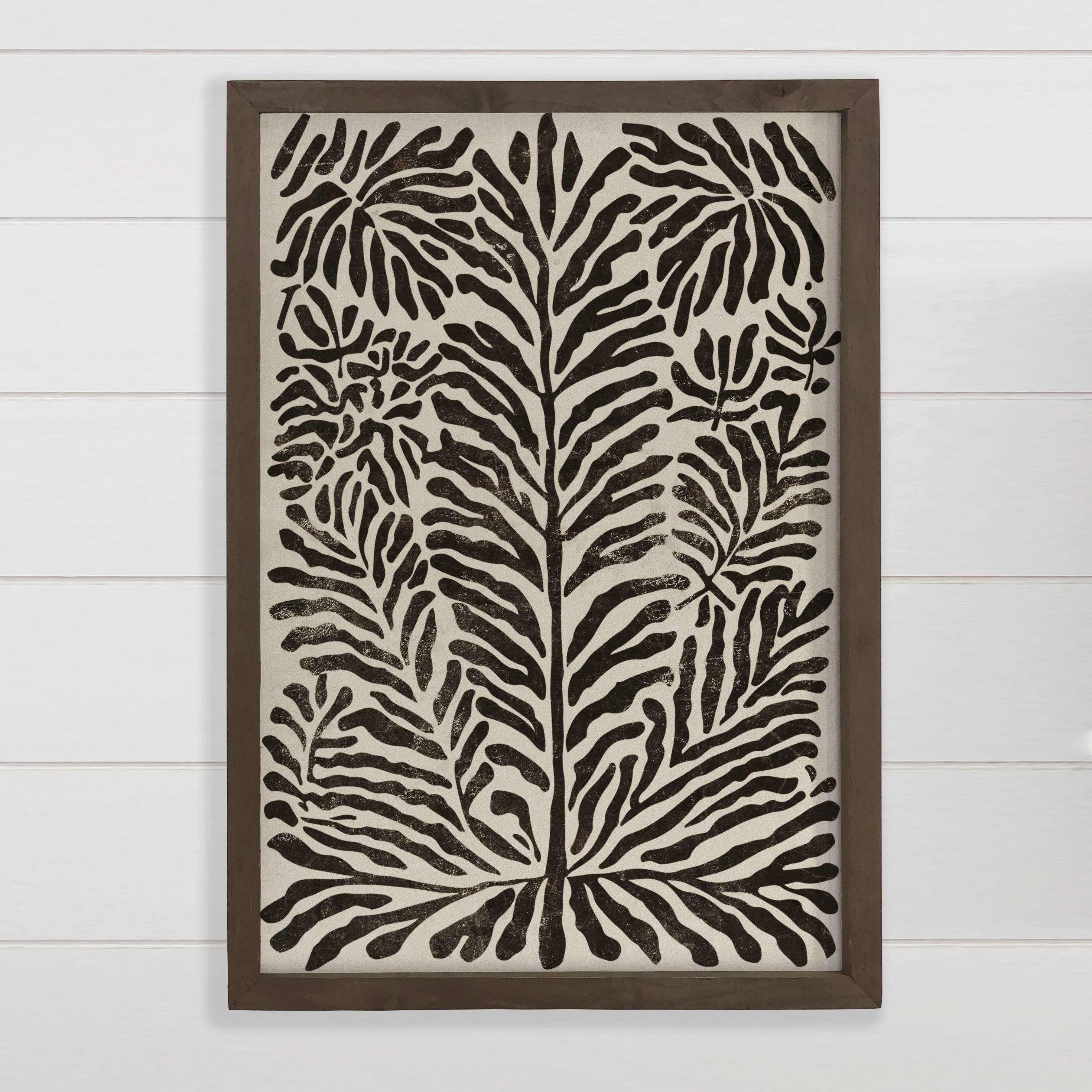 Botanical Leaf Pattern - Elegant Nature Canvas Art - Framed