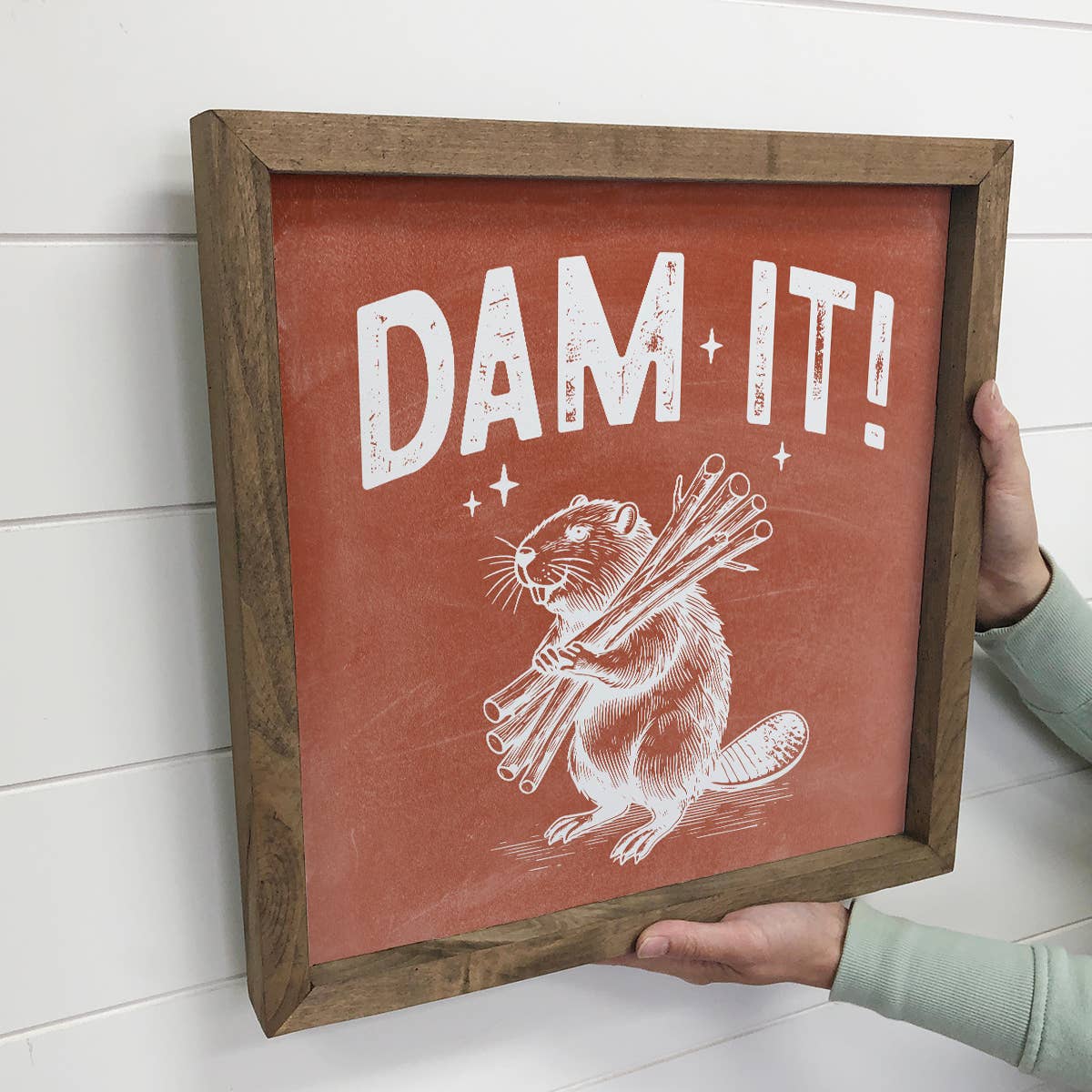 Beaver Dam It - Funny Animal Canvas Art - Wood Framed Decor