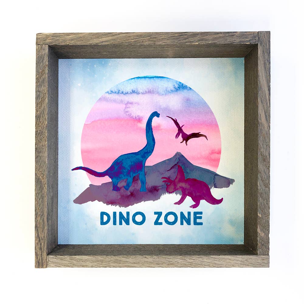 Kids Room Decor- DINO ZONE Small Shelf Sitting Canvas Sign