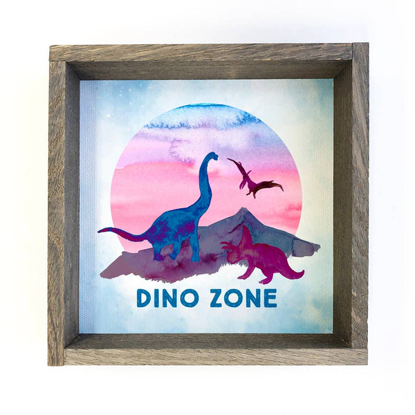 Kids Room Decor- DINO ZONE Small Shelf Sitting Canvas Sign