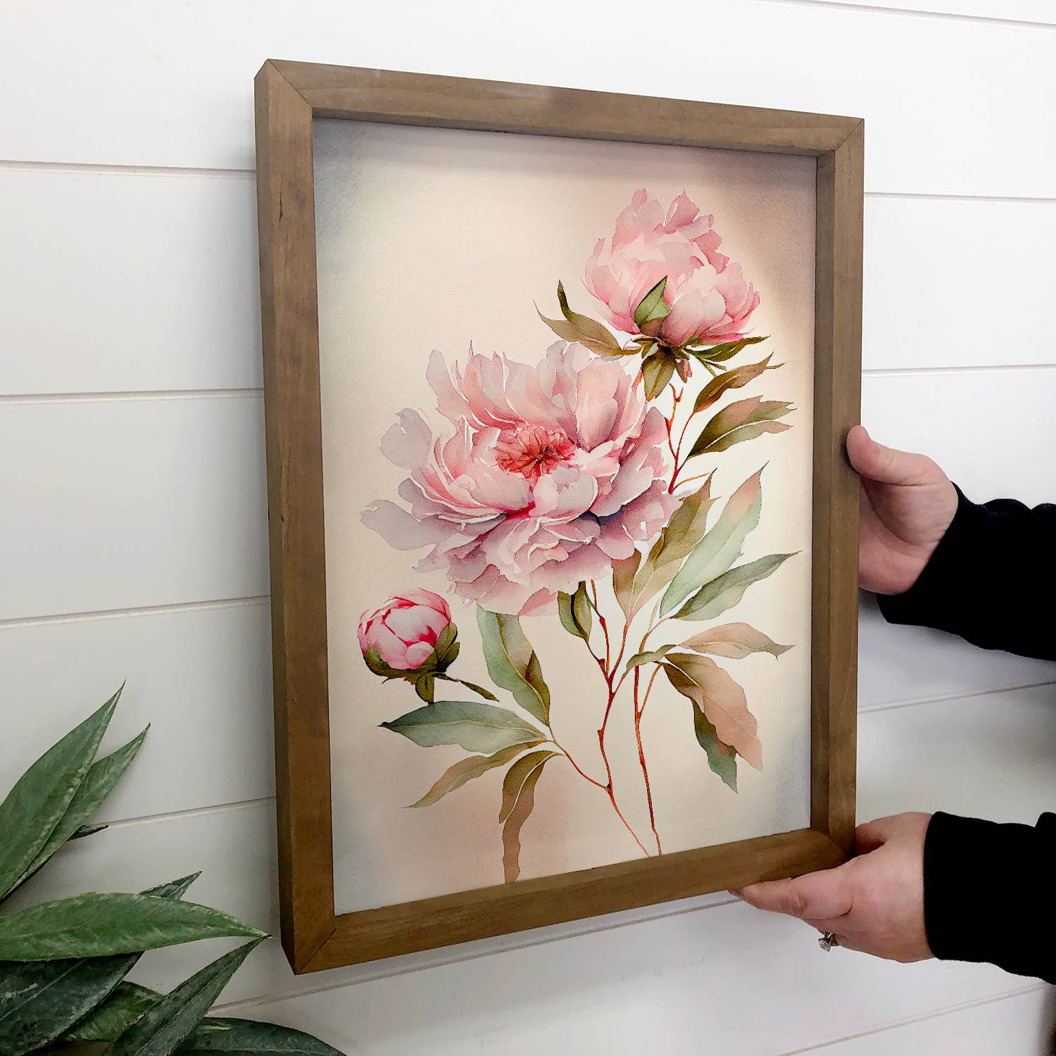 Pink Peonies - Framed Nature Decor - Farmhouse Wall Art