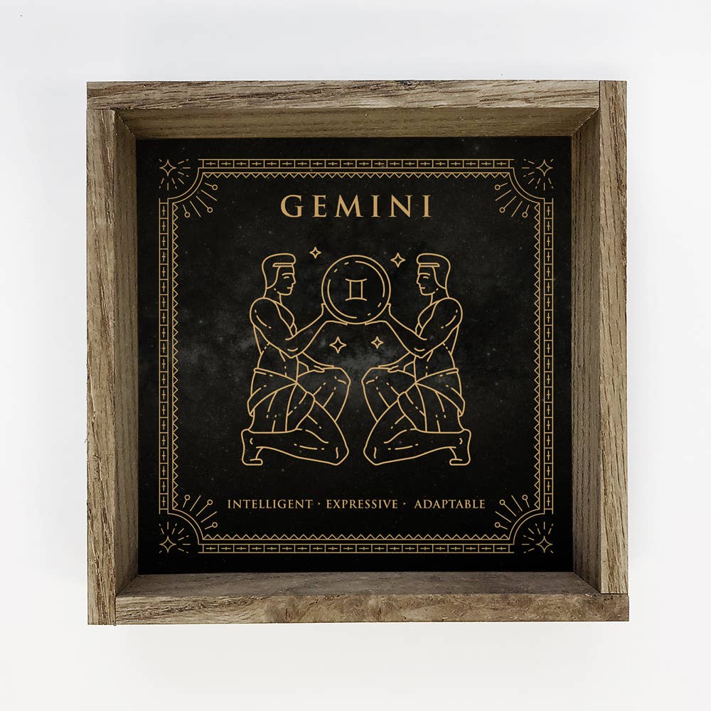 Gemini Zodiac Horoscope Sign Canvas and Wood Wall Art