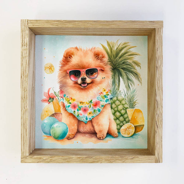 Pomeranian Summer Drink Small Canvas Sign- Funny Cocktail