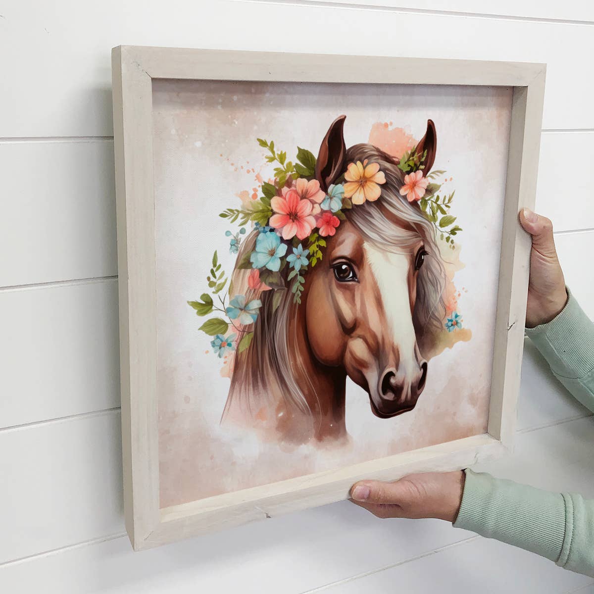 Springtime Flower Horse - Cute Horse Canvas Art - Framed Art