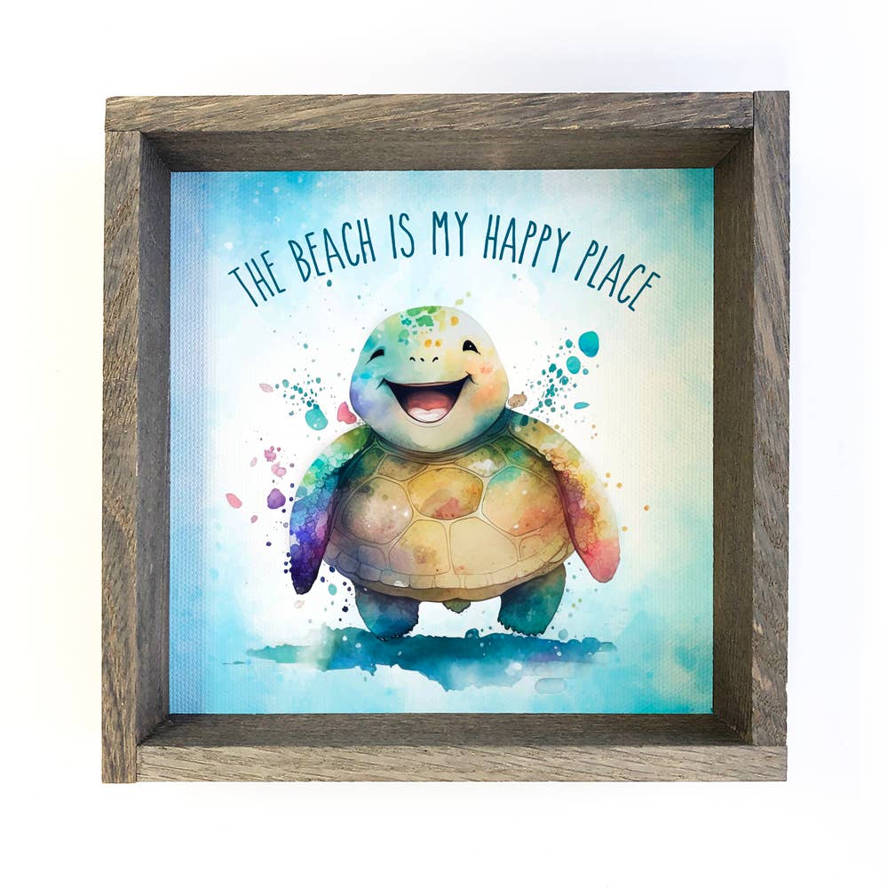 Turtle Beach is My Happy Place - Beach House Framed Wall Art