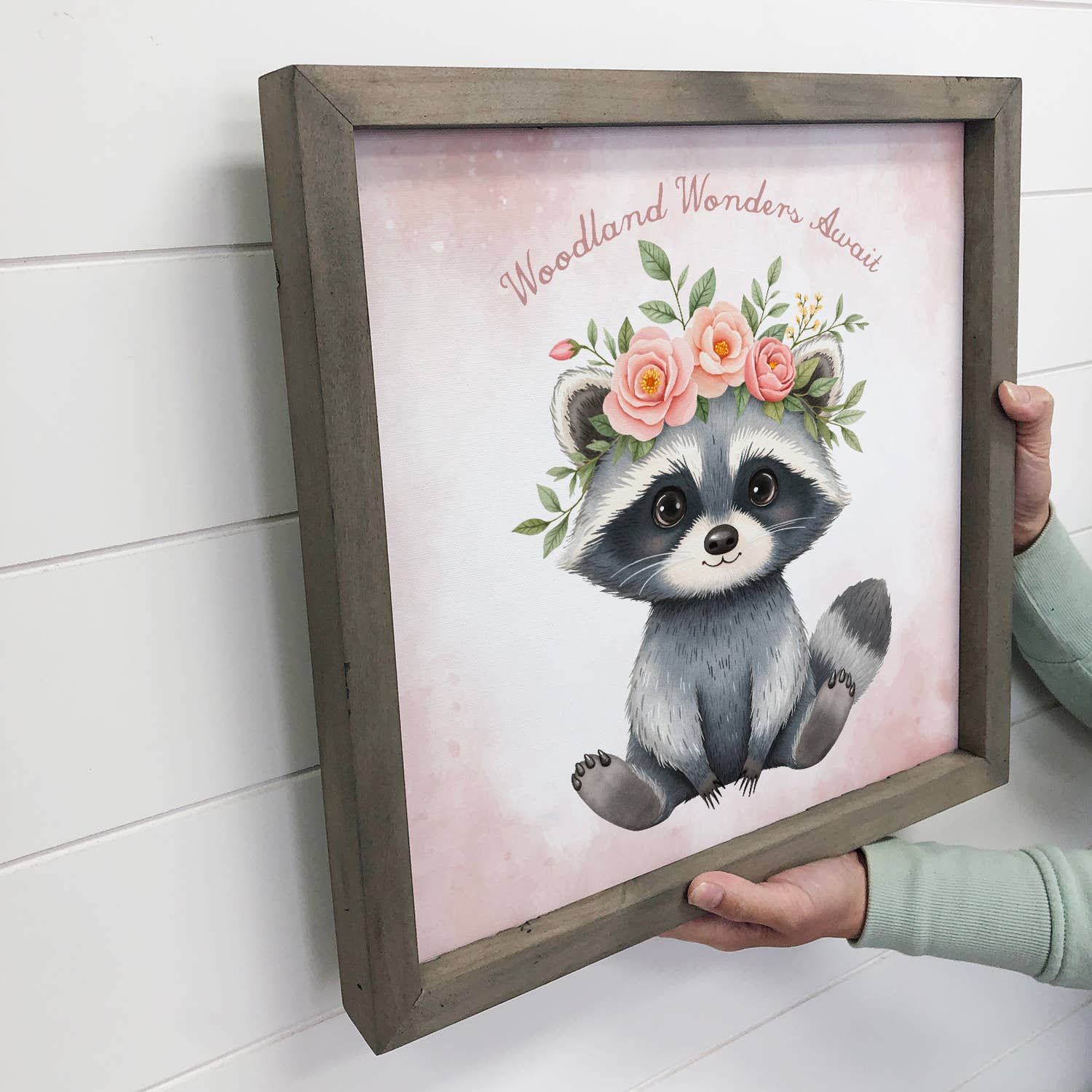 Woodland Wonders Await Raccoon - Cute Raccoon Canvas Art