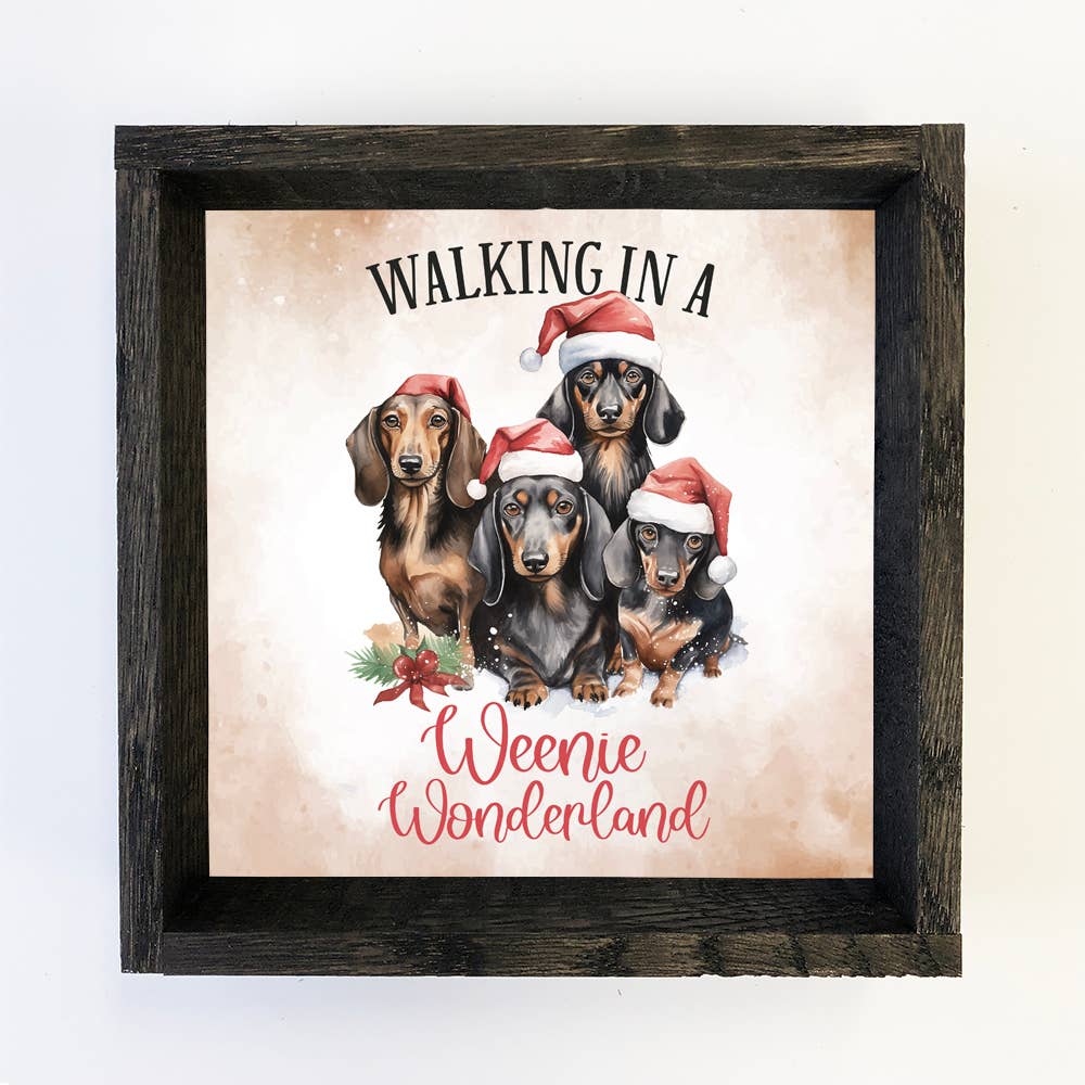 Walking In a Weenie Wonderland - Funny Animal Holiday Canvas