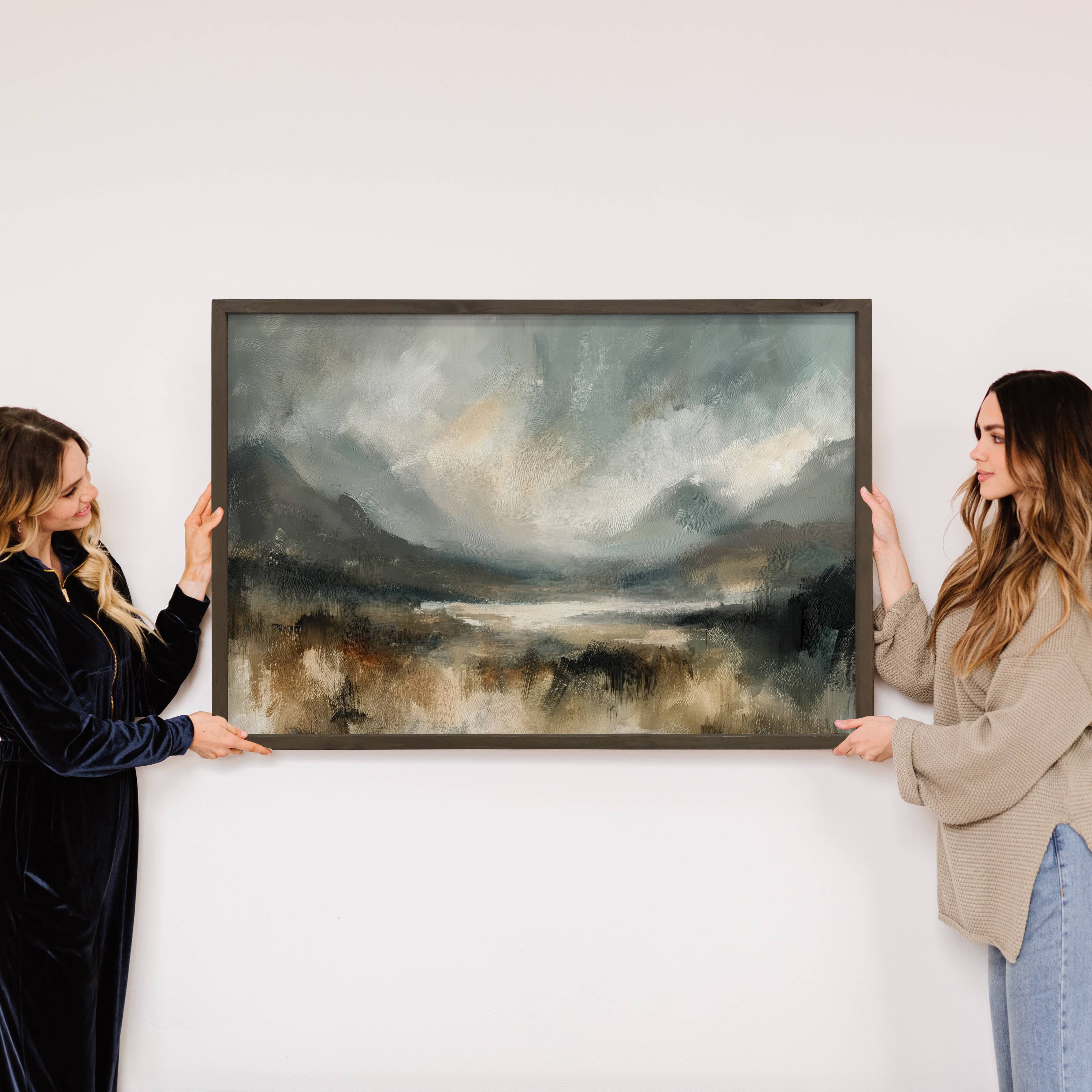 Abstract Black & Gray Mountains - Mountain Landscape Artwork