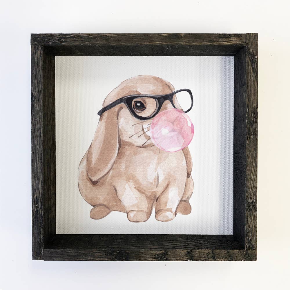 Easter Decor- Bubble Gum Bunny with Black Glasses