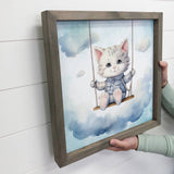 Swinging Baby Cat - Sweet Cat Canvas Art - Wood Framed