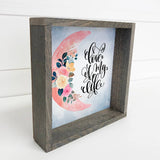 Love of My Life Moon Small Canvas Sign With Grey Frame