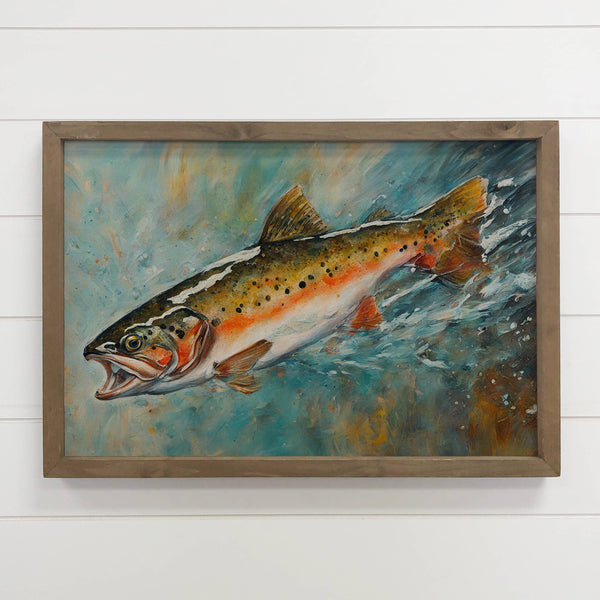 Rainbow Trout - Fish Canvas Art - Cabin Wall Art - Framed