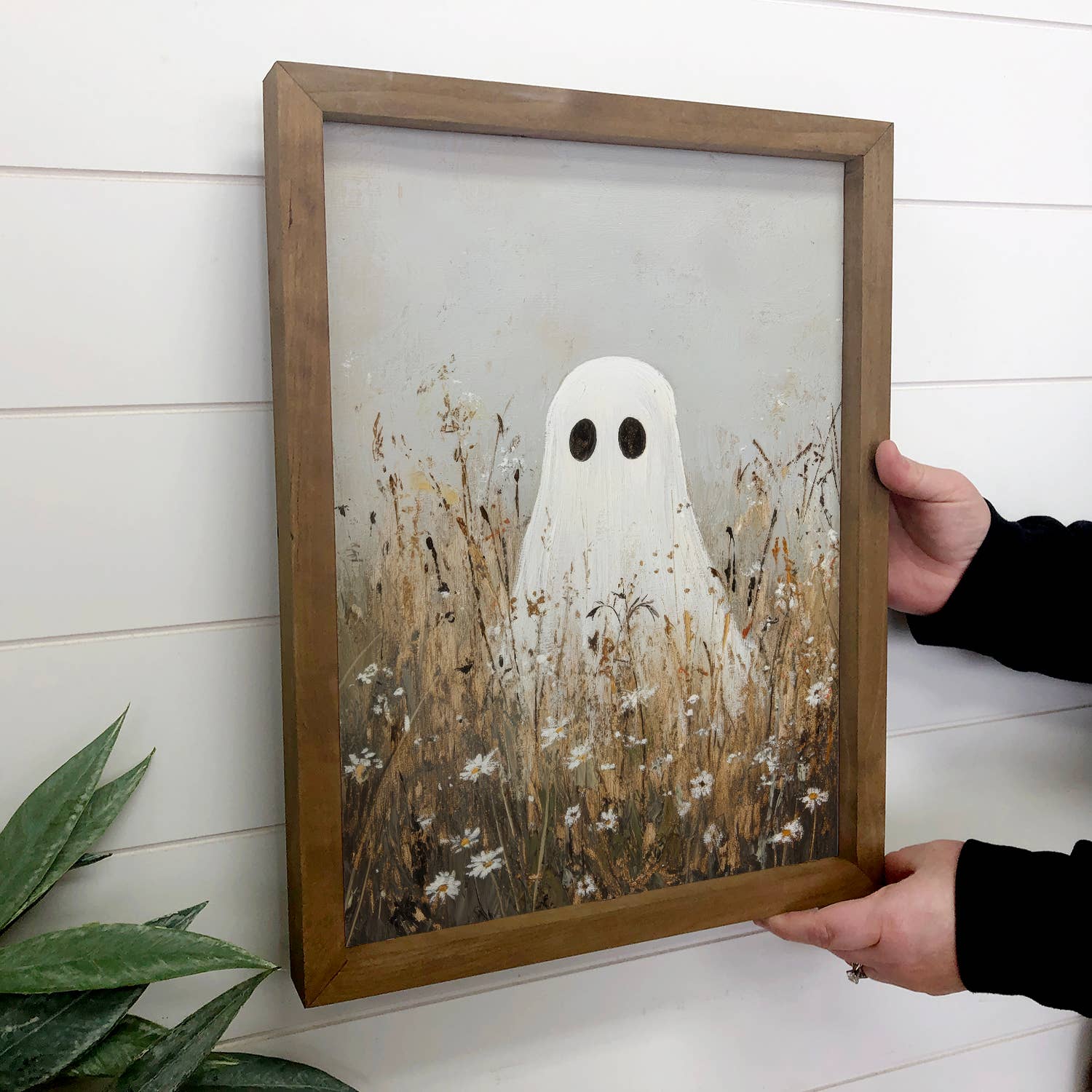 Lonely Ghost in a Field - Ghost Canvas Art - Wood Framed Art