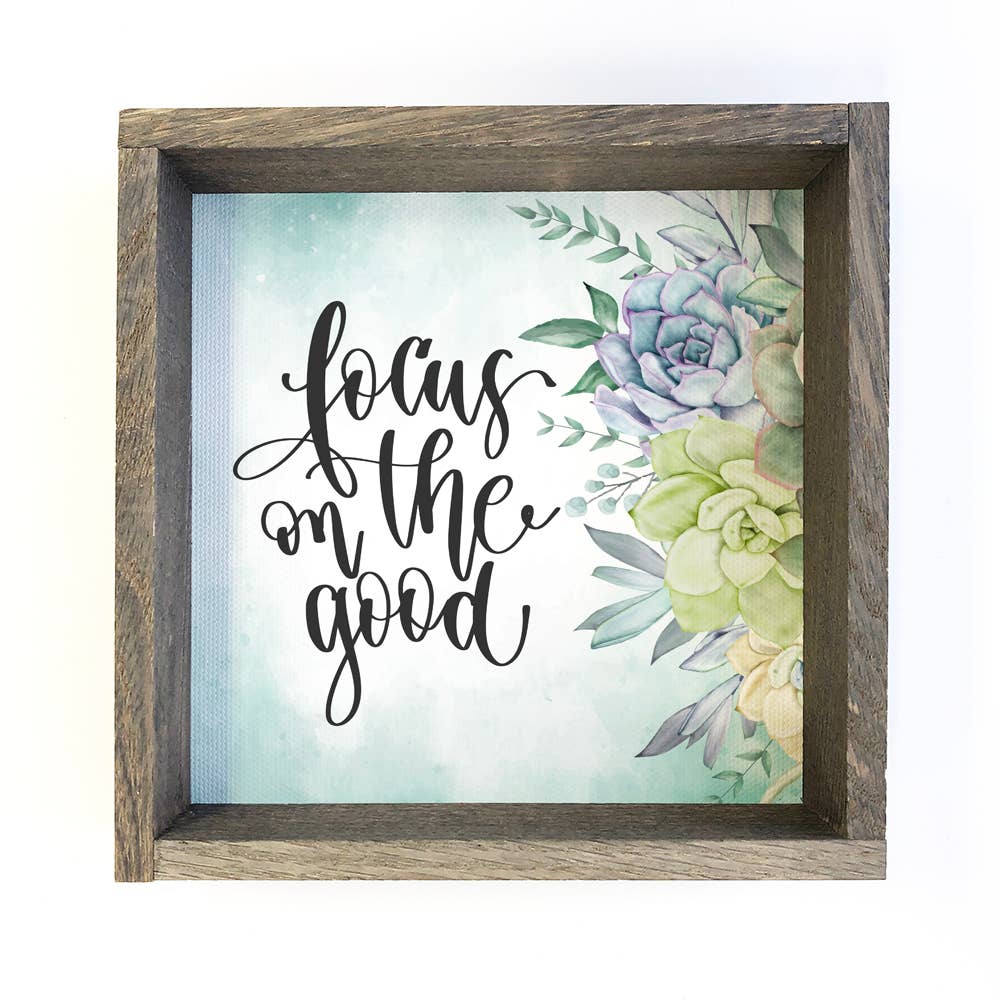 Focus on the Good Succulent with Greywash Frame
