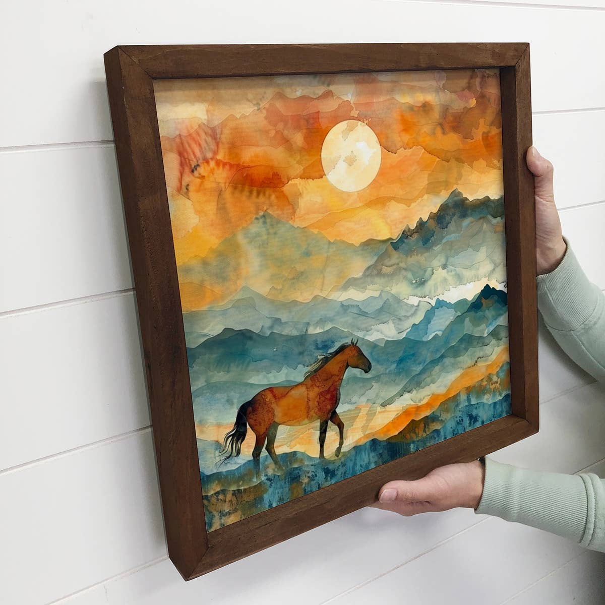Horse on the Horizon - Horse Canvas Art - Wood Framed Decor